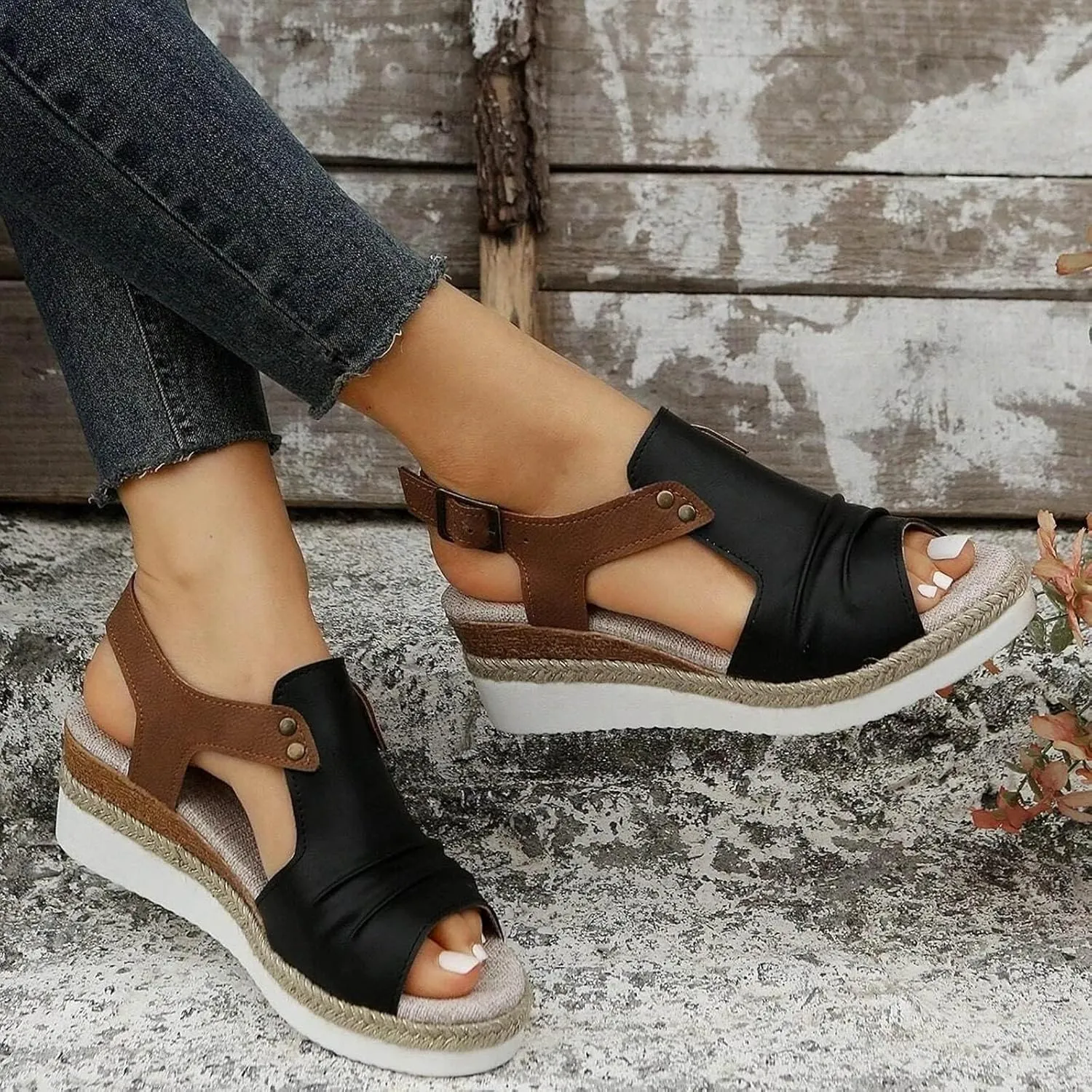 Wedge Sandals for Women,2025 New Arch Support Sandals,Casual Open Toe Sandals,Orthopedic Wedge Sandals for Women,Dressy Summer Platform Sandals,Flip Flops Beach Open Toe Sandals