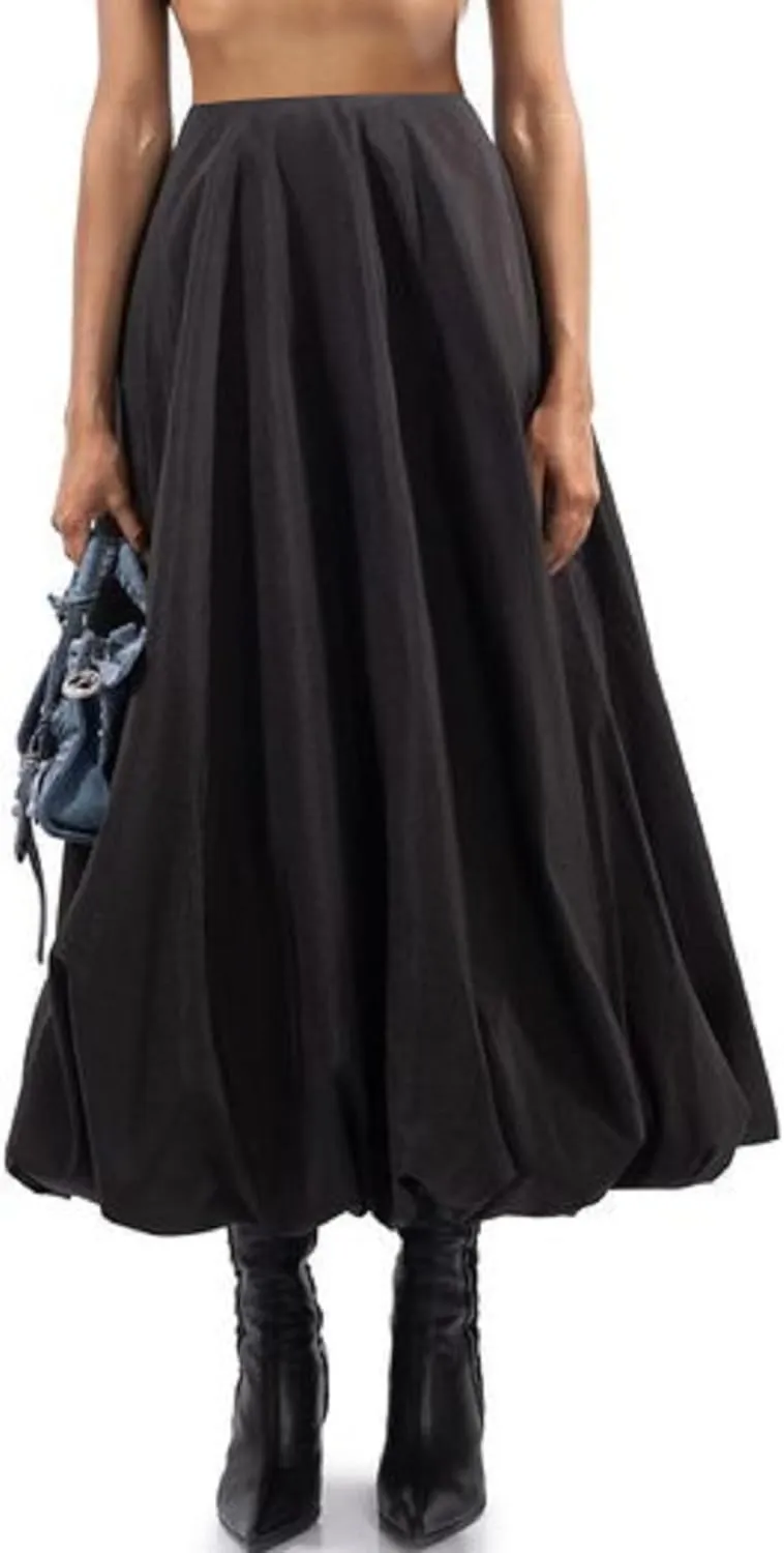 Women Fashion Balloon Skirt Y2k Loose Long Bubble Skirt Vintage Elegant High Waist Puffy Maxi Skirt Streetwear