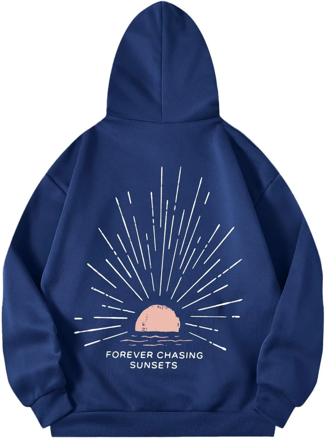 Women Oversized Hoodie Beachy Sweatshirt Letter Printed Always Chasing Sunsets Hoodies Solid Color Soft Top