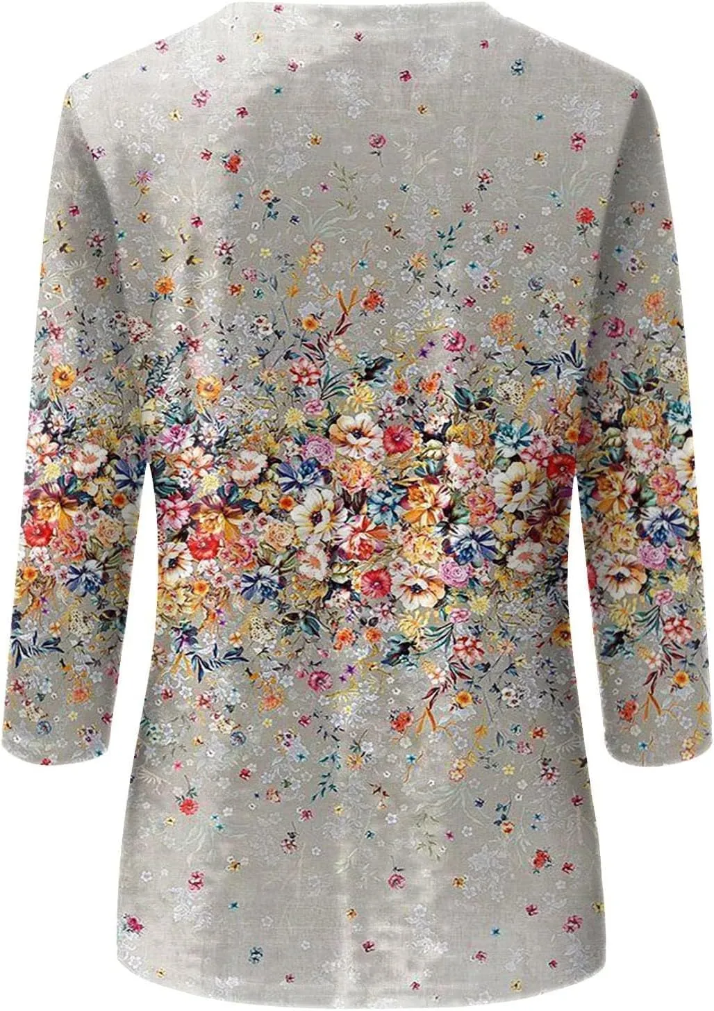 Womens 3/4 Sleeve Tops Casual Boat Neck Cute T-Shirts Loose Fit Pink Floral Print