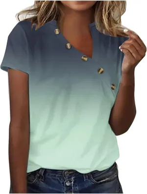 Womens Boho Blouses Dressy Casual Summer Tops Short Sleeve Tshirts Tie Dye Tee Tunics 2024 Trendy Ladies Clothes