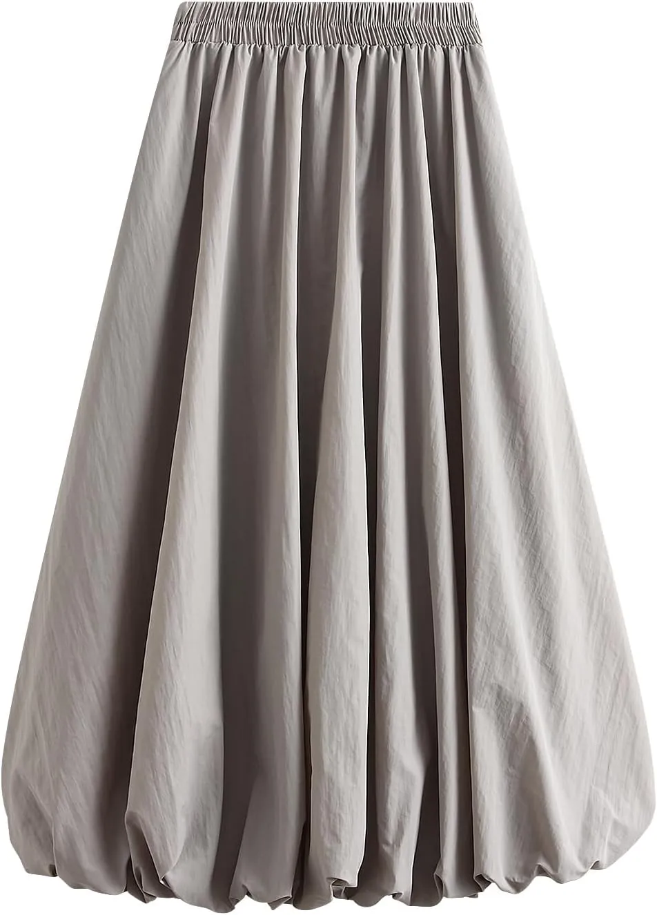 Women's Bubble Long Skirts Elegant Elastic Waist Balloon Ruffle Solid Color A-Line Casual Flowy Beach Puff Skirts