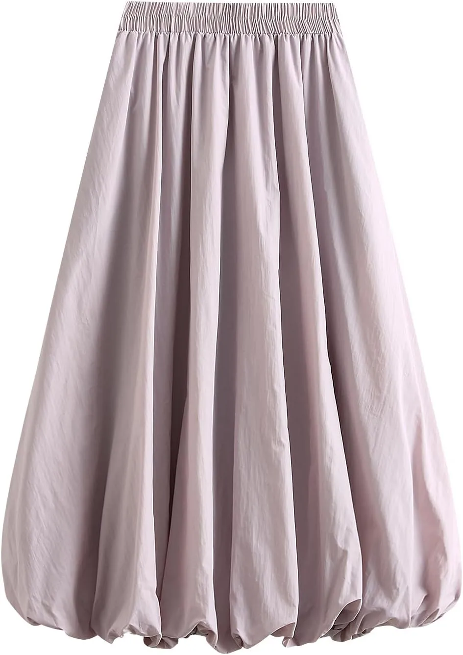 Women's Bubble Long Skirts Elegant Elastic Waist Balloon Ruffle Solid Color A-Line Casual Flowy Beach Puff Skirts