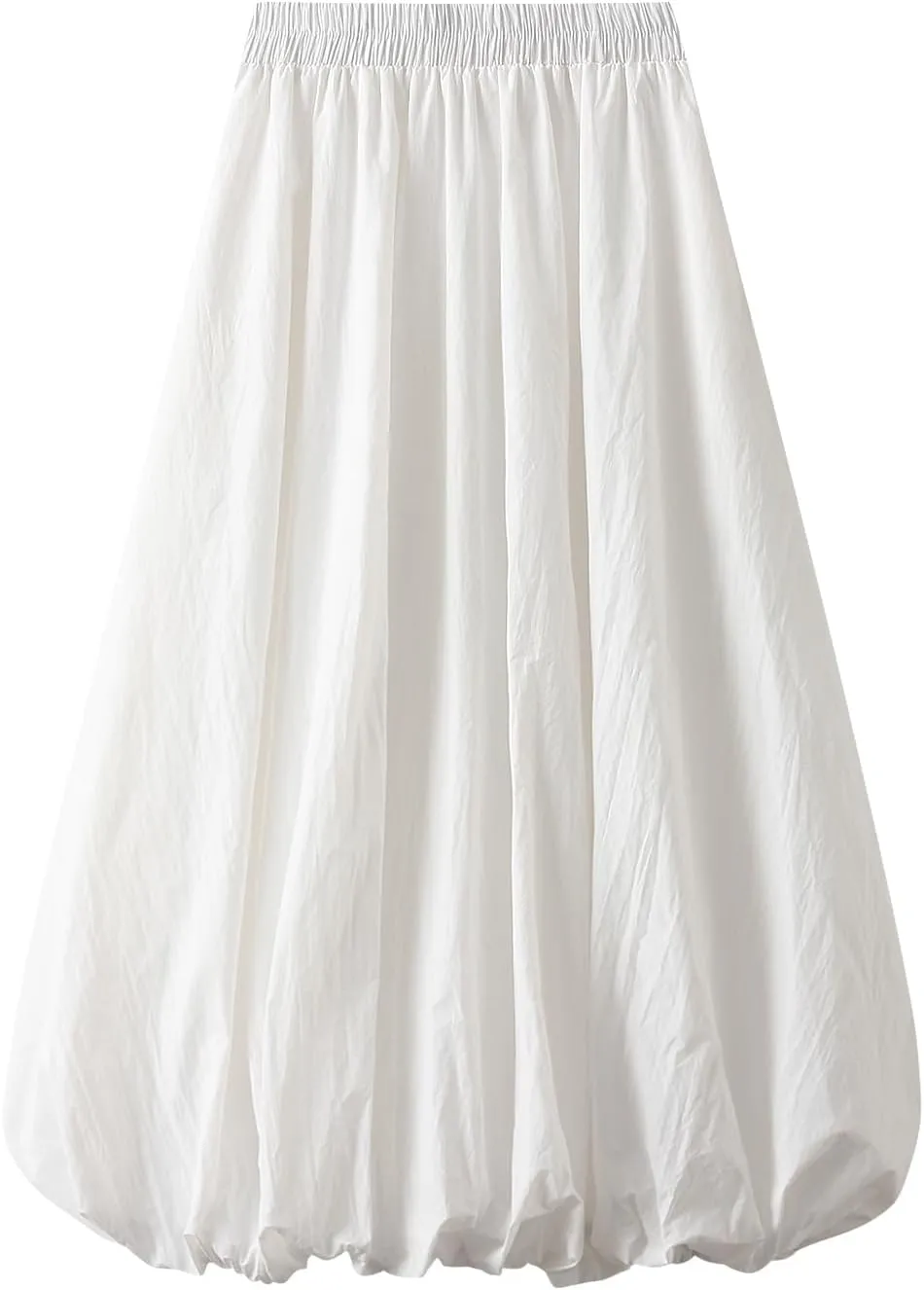 Women's Bubble Long Skirts Elegant Elastic Waist Balloon Ruffle Solid Color A-Line Casual Flowy Beach Puff Skirts