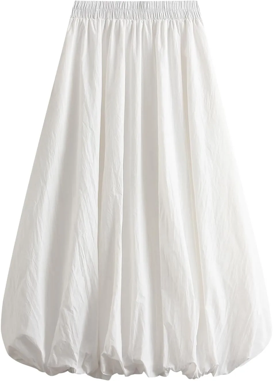 Women's Bubble Long Skirts Elegant Elastic Waist Balloon Ruffle Solid Color A-Line Casual Flowy Beach Puff Skirts
