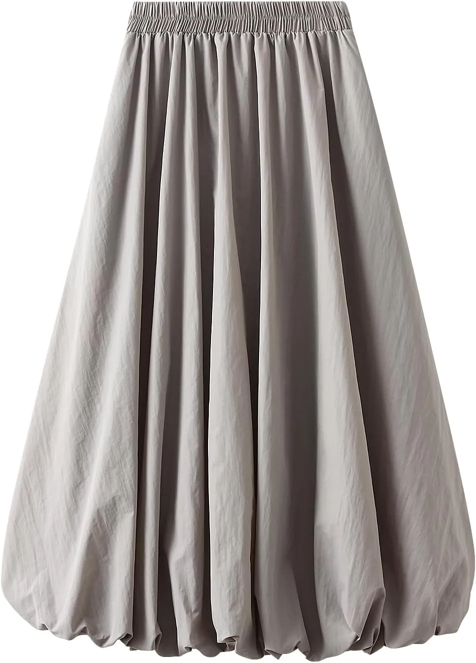 Women's Bubble Long Skirts Elegant Elastic Waist Balloon Ruffle Solid Color A-Line Casual Flowy Beach Puff Skirts