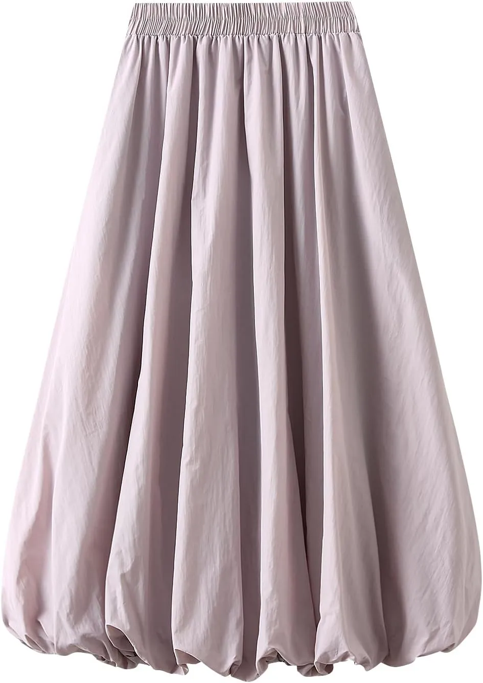 Women's Bubble Long Skirts Elegant Elastic Waist Balloon Ruffle Solid Color A-Line Casual Flowy Beach Puff Skirts