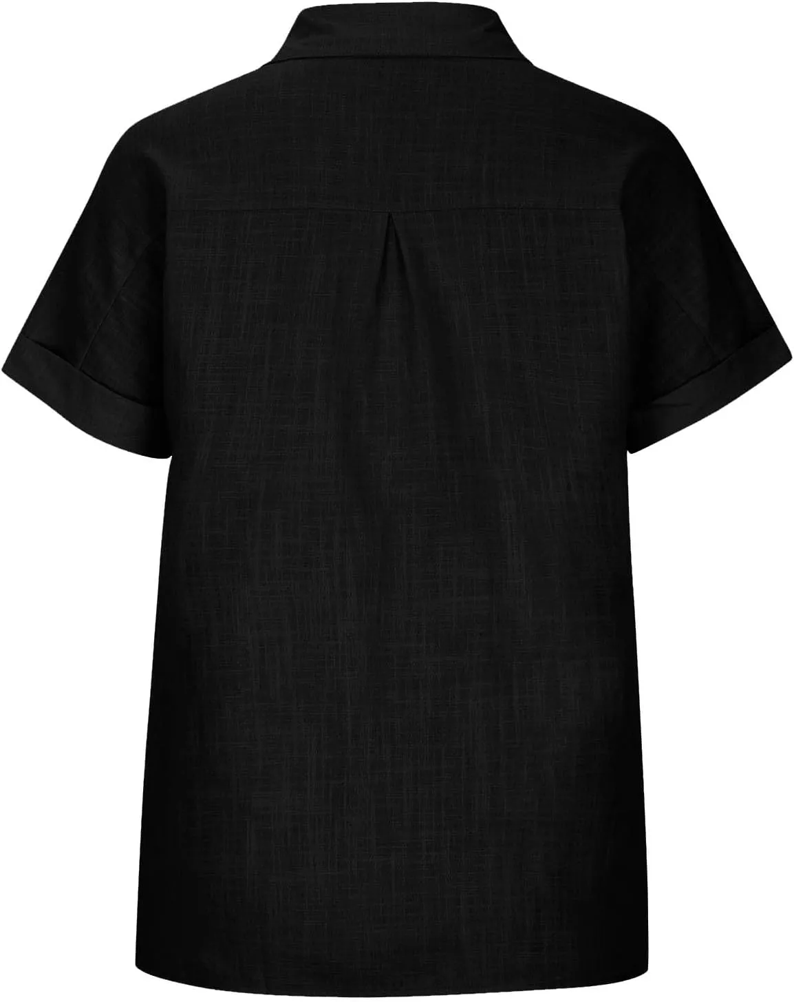 Womens Casual Blouse Button Fly Lapel Collar Short Sleeve Linen Beach Tunics Summer Loose Side Slit Tops with Pockets