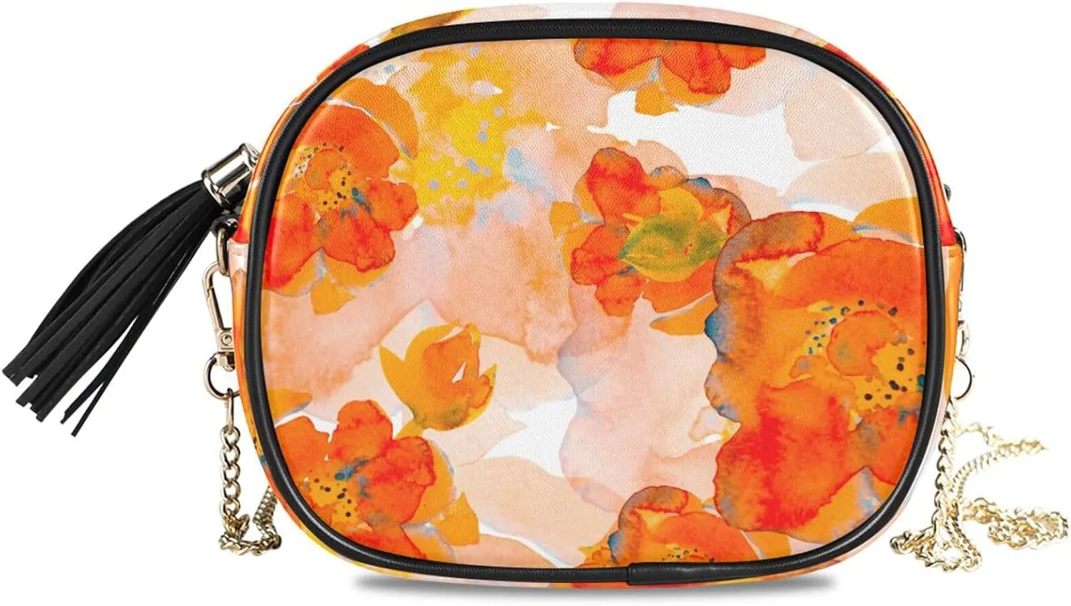 Women's Corn Poppy Orange Flower Crossbody Bag Fashion Purses Bag Cross Body Bag Shoulder Handbag with Adjustable Chain Strap