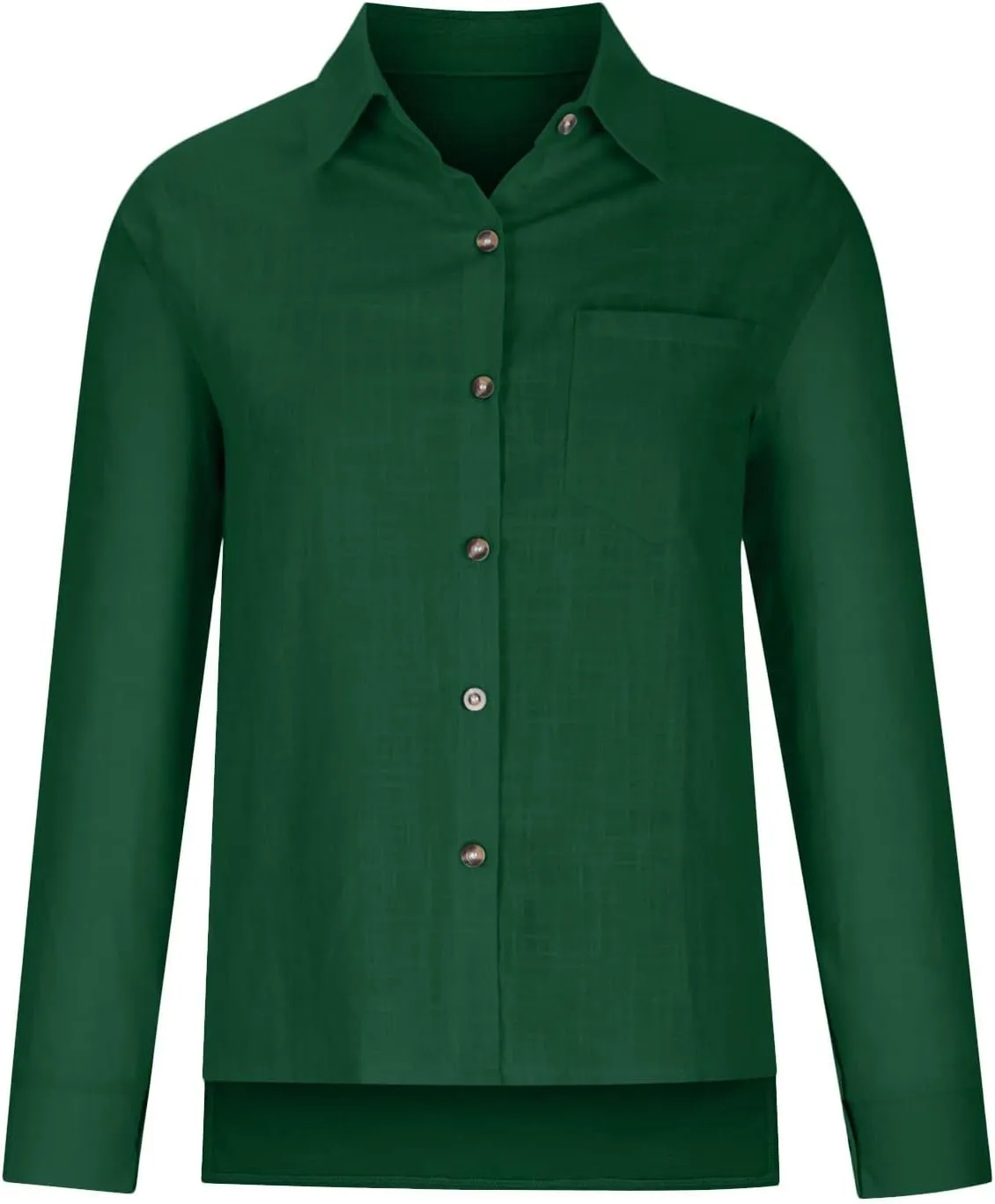 Womens Cotton Linen Button Down Shirt 2024 Spring Casual Long Sleeve Solid Color Shirts Loose Work Tops with Pockets