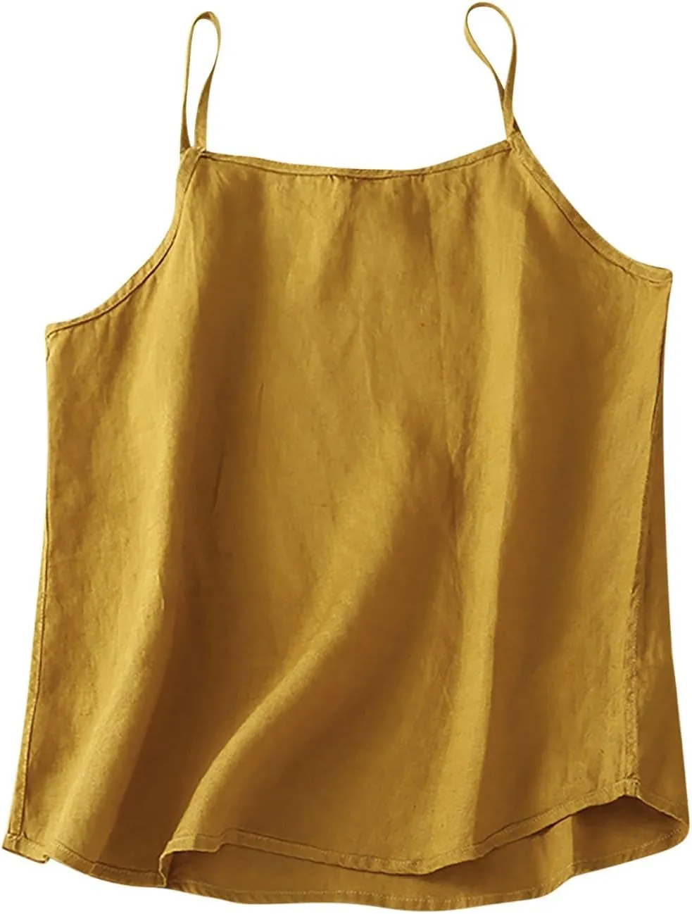 Womens Cotton Linen Spaghetti Strap Cami Shirts Causal Loose Tank Tops Sleeveless Summer Loose Fit Camisole
