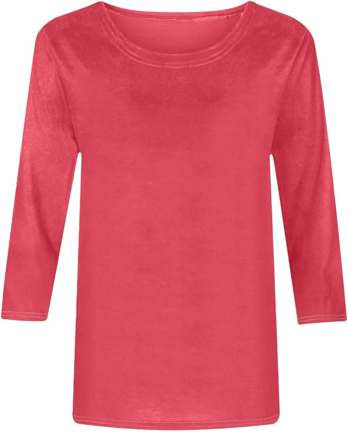 Womens Crew Neck 3/4 Sleeve T Shirts Loose Tunic Tops Casual Solid Basic Tees Three Quarter Length Sleeves Blouses