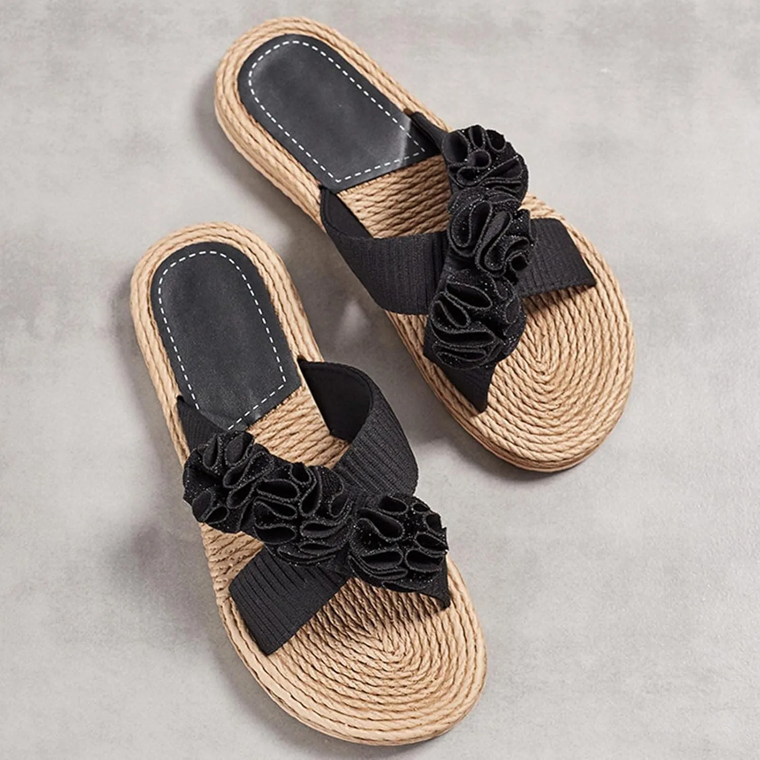 Women's Criss Cross Strappy Sandals Open Toe Comfortable Slip on Slide Shoes Beach Summer Footwear Sandal