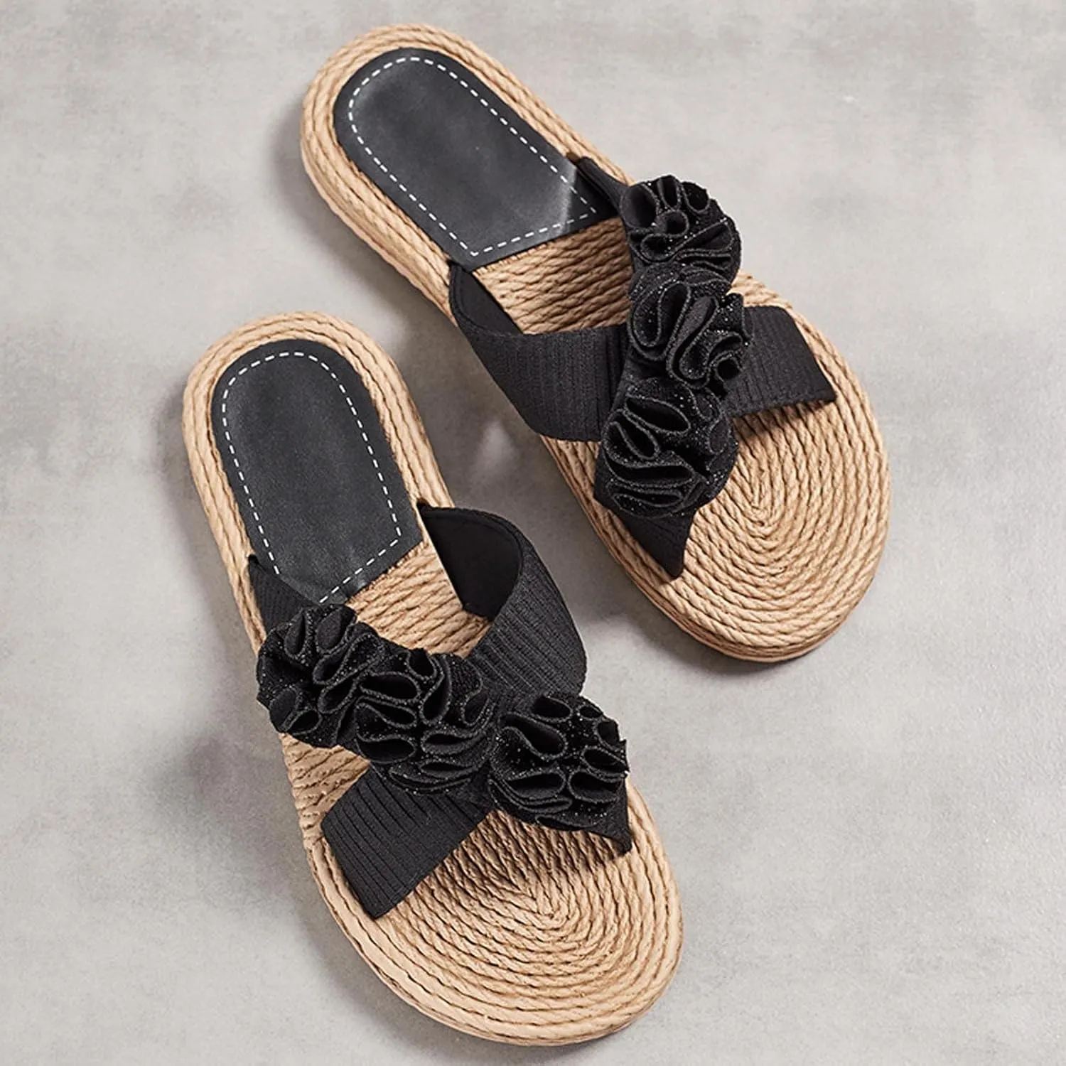 Women's Criss Cross Strappy Sandals Open Toe Comfortable Slip on Slide Shoes Beach Summer Footwear Sandal