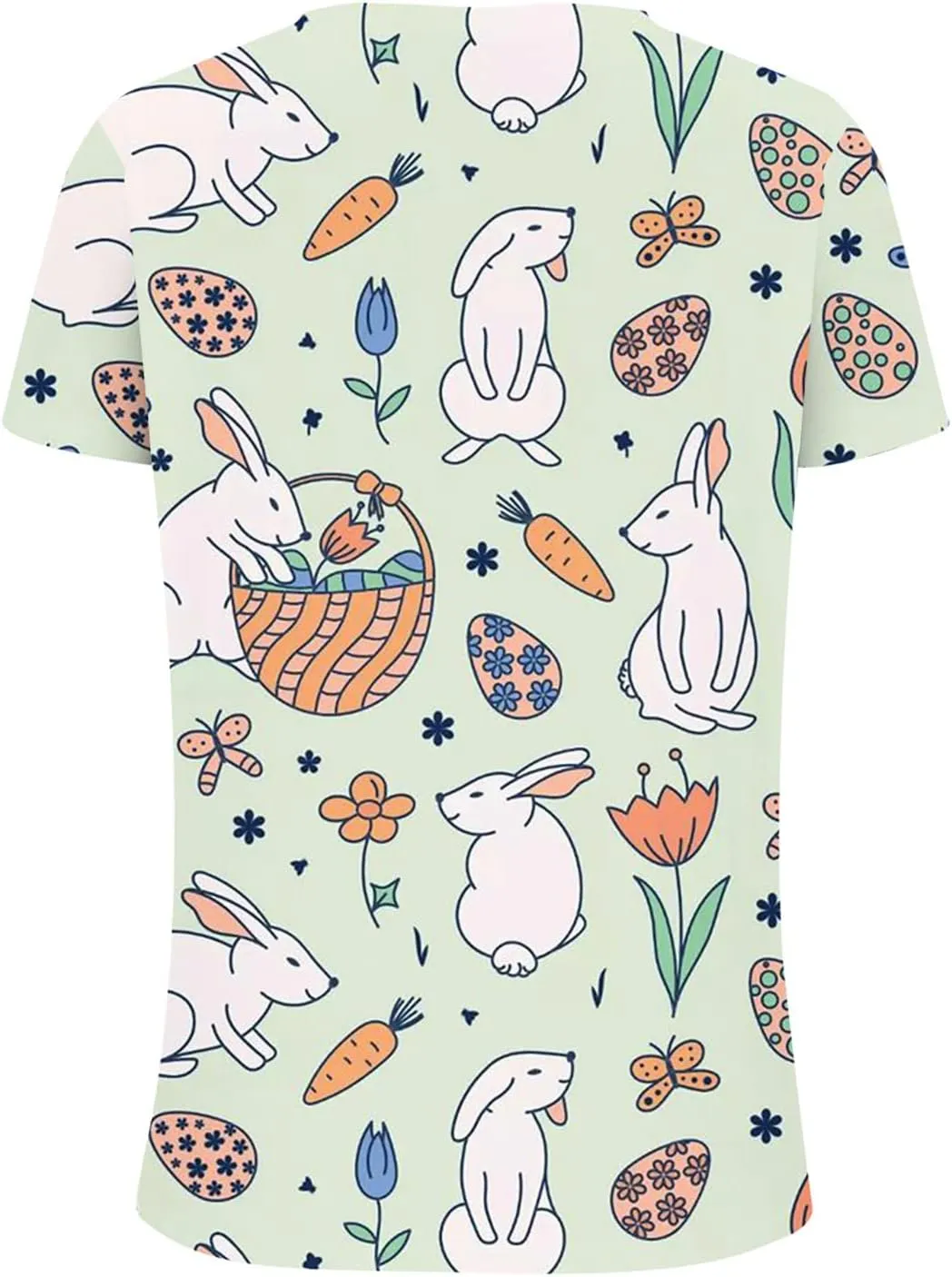 Womens Easter Shirts Short Sleeve V-Neck Easter's Day Tops Rabbits Bunny T-Shirt Floral Print Boho Tees Tunic Top