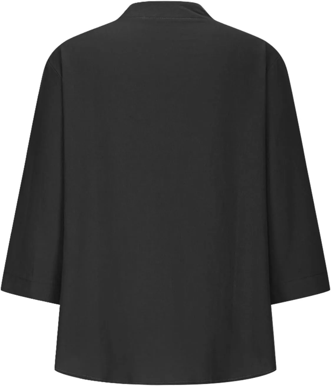 Womens Linen Shirts 3/4 Length Sleeve Casual Dressy Blouses Lightweight Gauze Boho Beach T Shirts Loose Tunic Tops