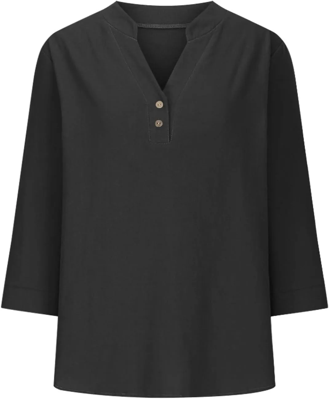 Womens Linen Shirts 3/4 Length Sleeve Casual Dressy Blouses Lightweight Gauze Boho Beach T Shirts Loose Tunic Tops
