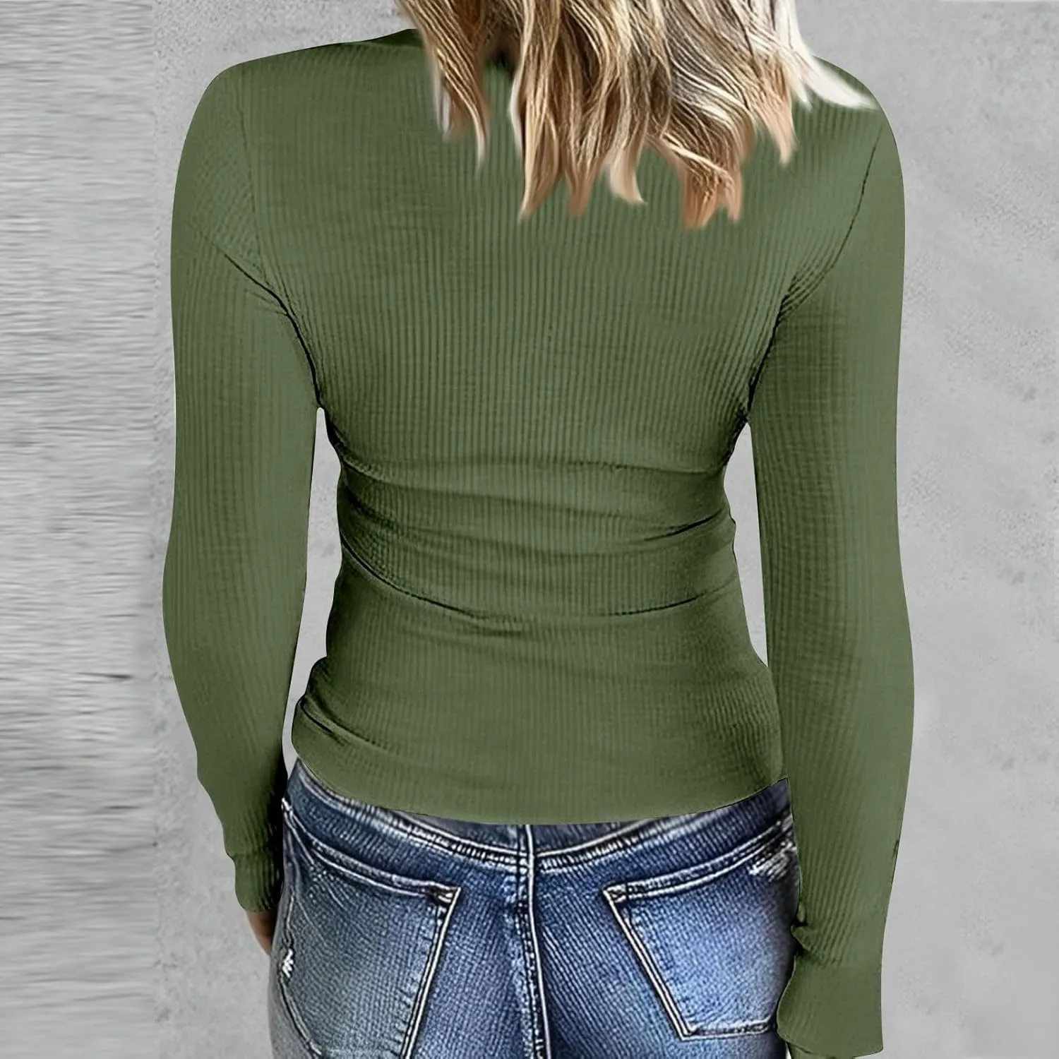 Womens Long Sleeve Crewneck Tops Rib Knit Slim Fit Basic Shirts 2024 Casual T-Shirt Stretchy Going Out Basic Outfits