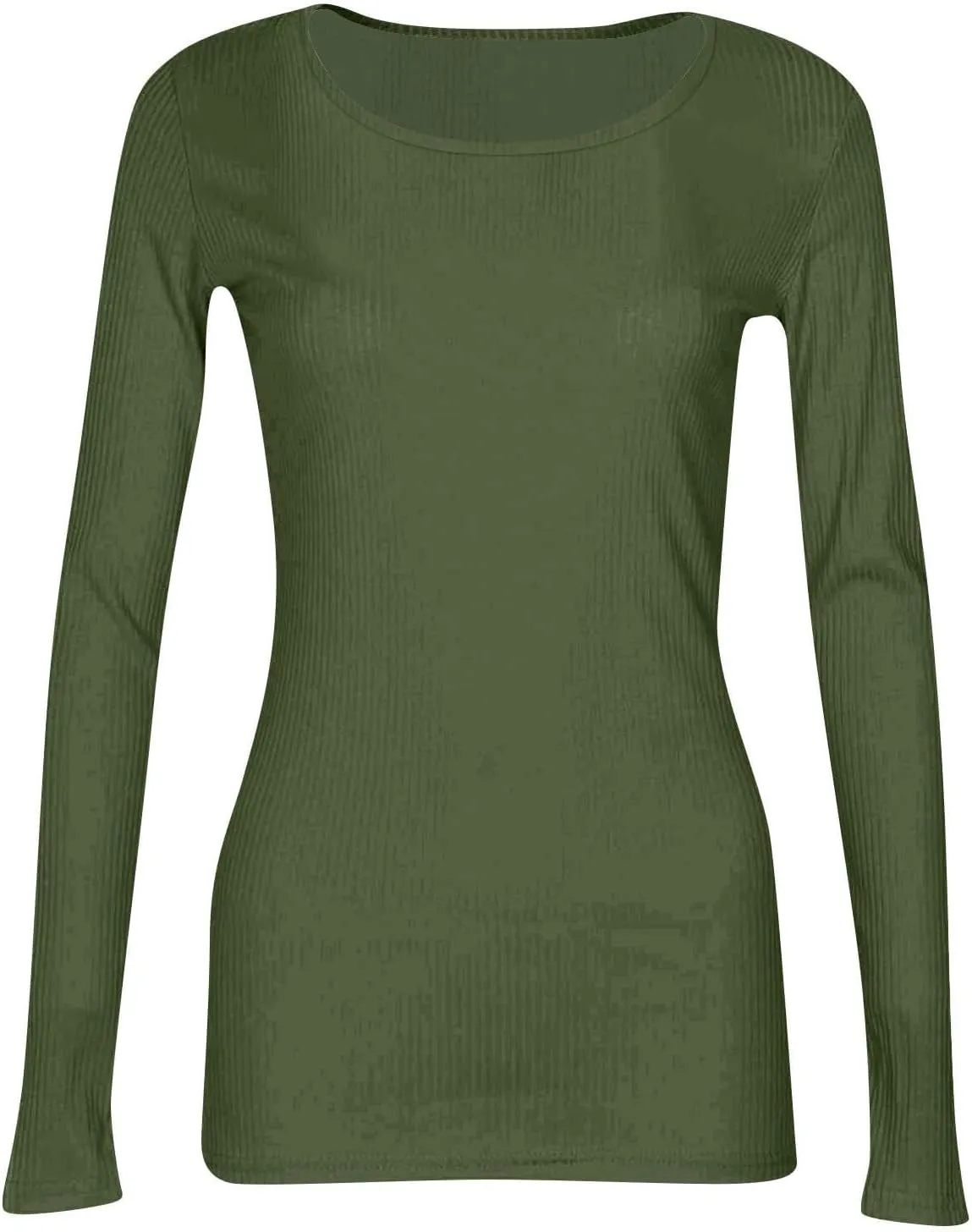 Womens Long Sleeve Crewneck Tops Rib Knit Slim Fit Basic Shirts 2024 Casual T-Shirt Stretchy Going Out Basic Outfits