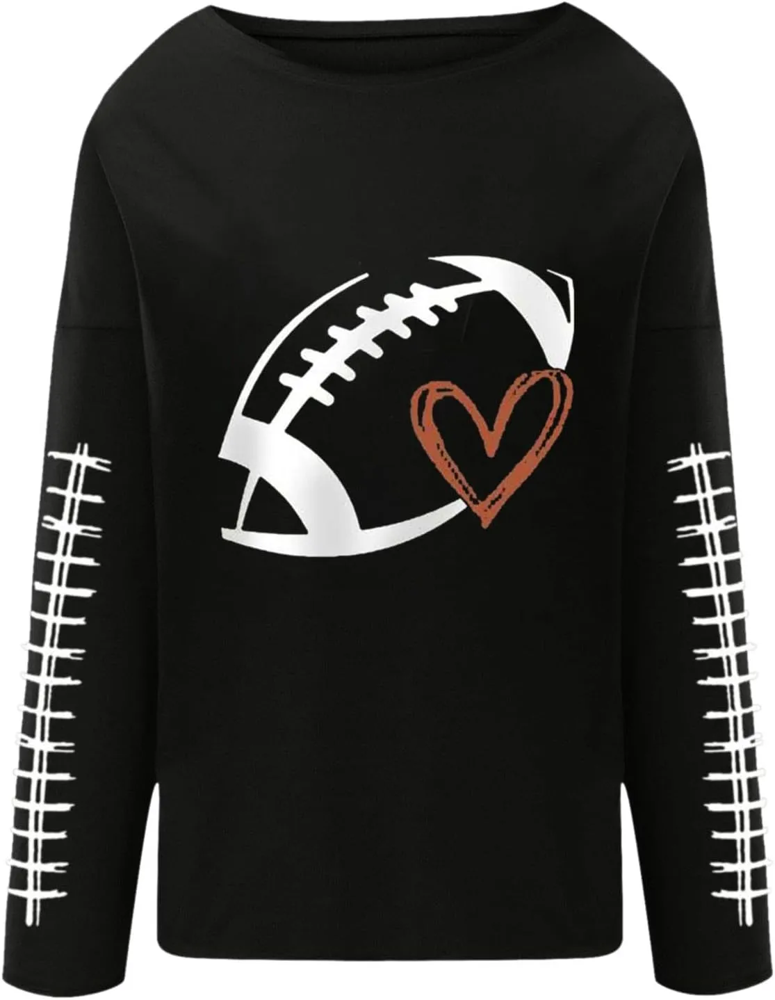 Womens Oversized Sweatshirts Funny Letter Rugby Print Drop Shoulder Pullovers Crewneck Long Sleeve Lightweight Blouse