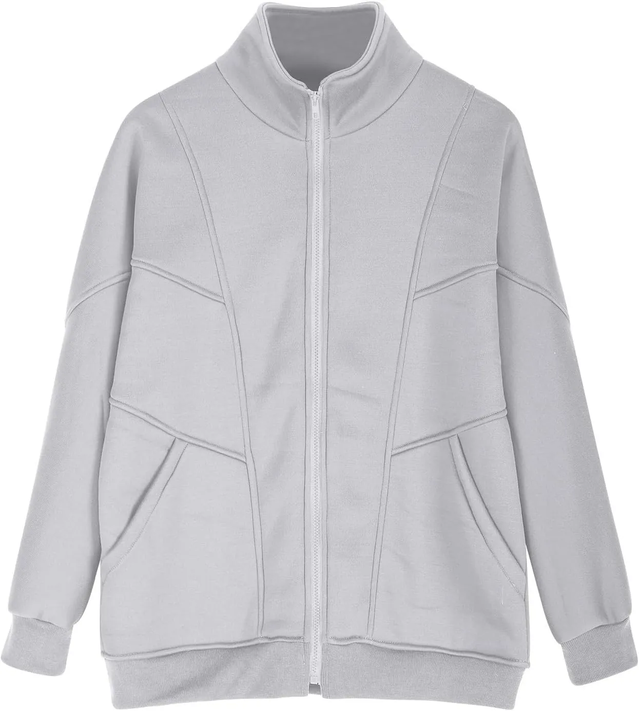 Womens Oversized Sweatshirts Jacket Zip Up Long Sleeve Fleece Y2K Jacket Pockets 2024 Fall Outfits Fashion Clothes