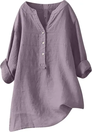 Women's Plus Size Cotton Linen Dress Tops Button Up Shirts Dress Casual Fall Blouse to Wear with Leggings