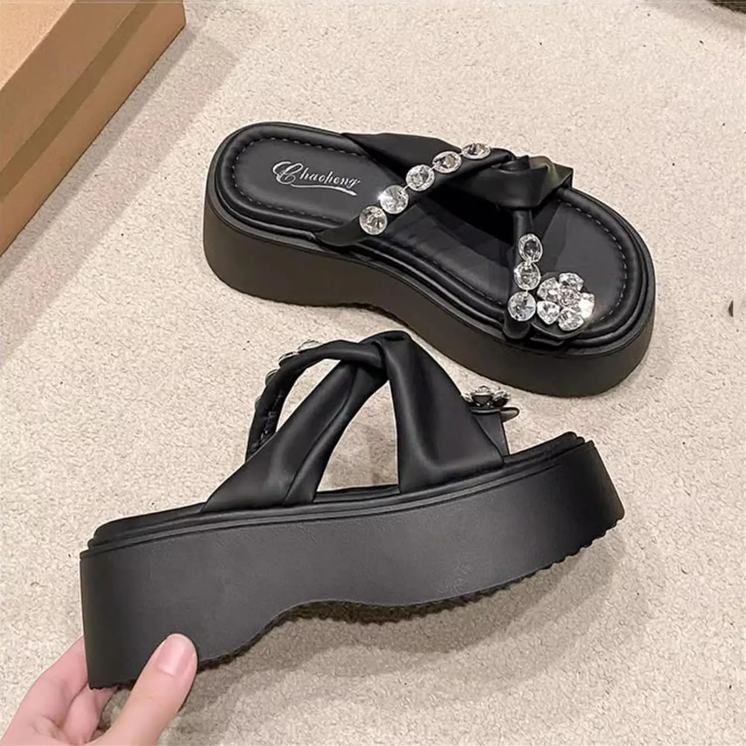 Womens Shoes Sandals with Bunion, Women Summer Bling Rhinestone Strappy Platform Bunion Shoes, Arch Support Flip Flop Sandals for Women, for Orthopedic Big Toe Bone Correction