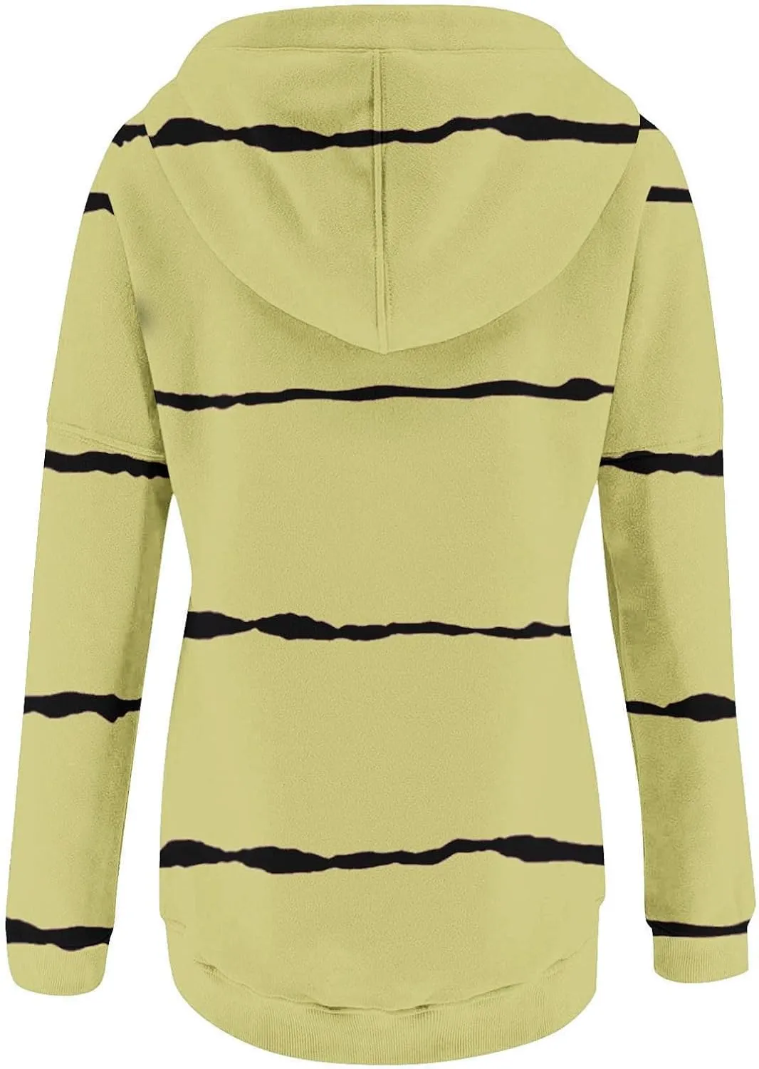 Womens Striped Casual Sweatshirt Oversized Drawstring Casual V Neck Button Up Hoodies Fall Long Sleeve Hooded Jackets