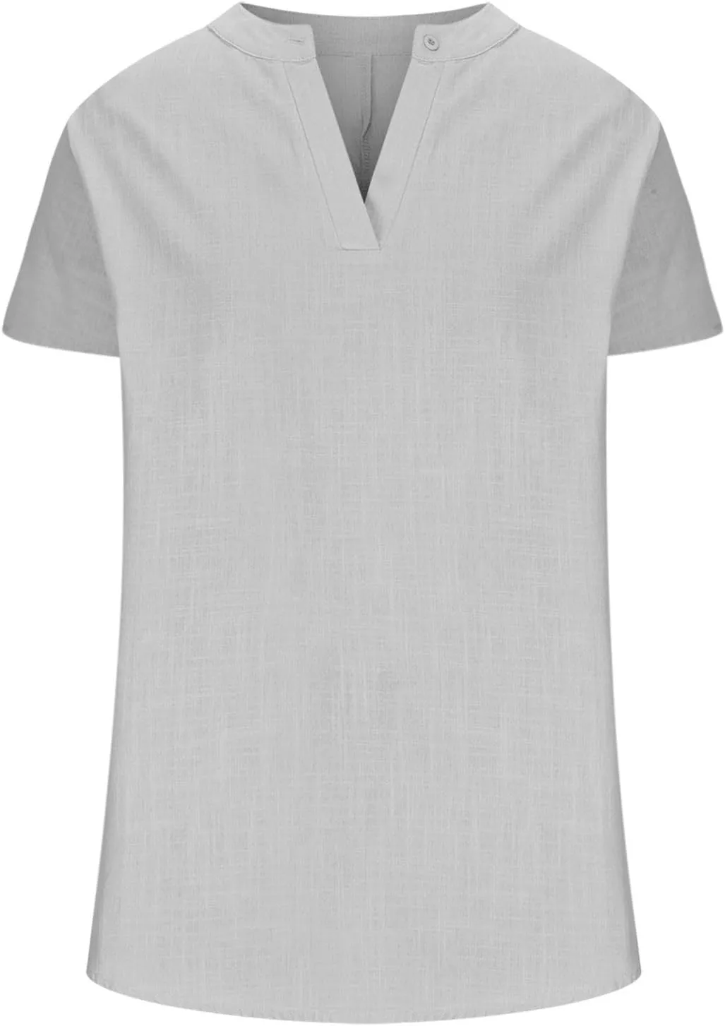 Womens Summer Tops Cotton Linen T-Shirts Casual Loose Fit V-Neck Henley Tops Short Sleeve Blouse Holiday Cmofy Shirts