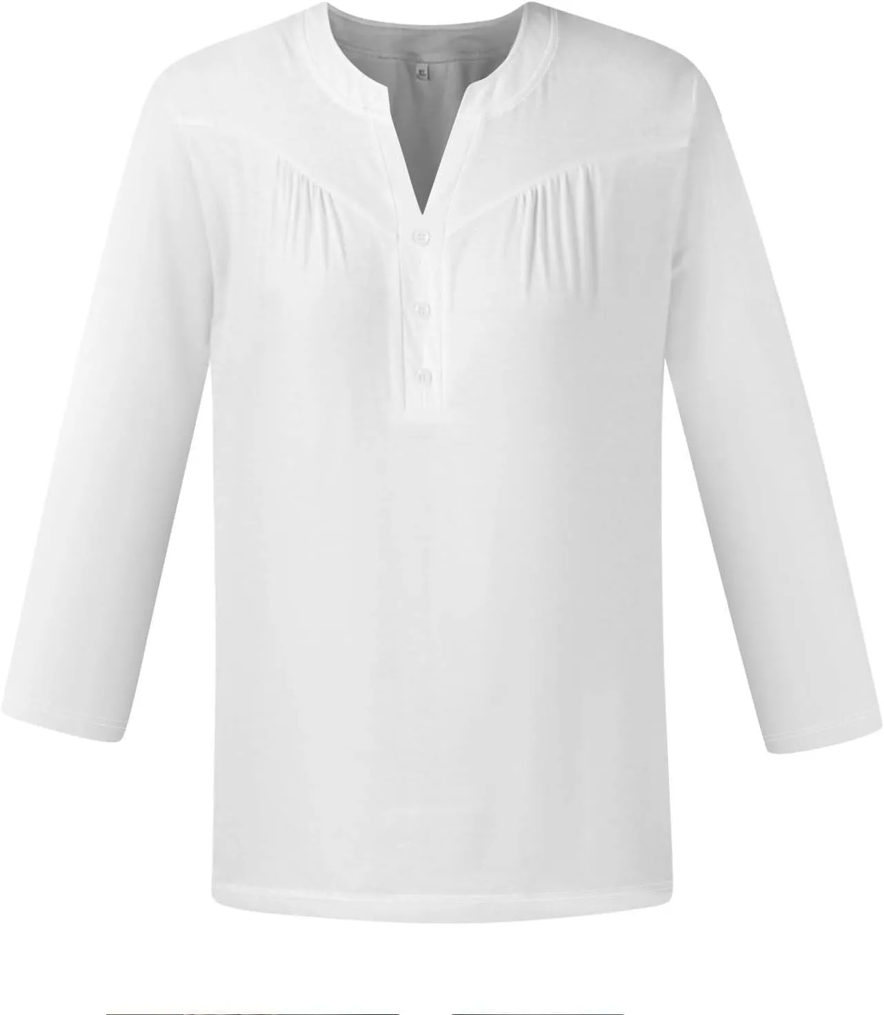 Womens T Shirts 3/4 Length Sleeve Tops Dressy Casual Blouses Spring Summer Outfits Flowy Pleated Front Scooped Neck