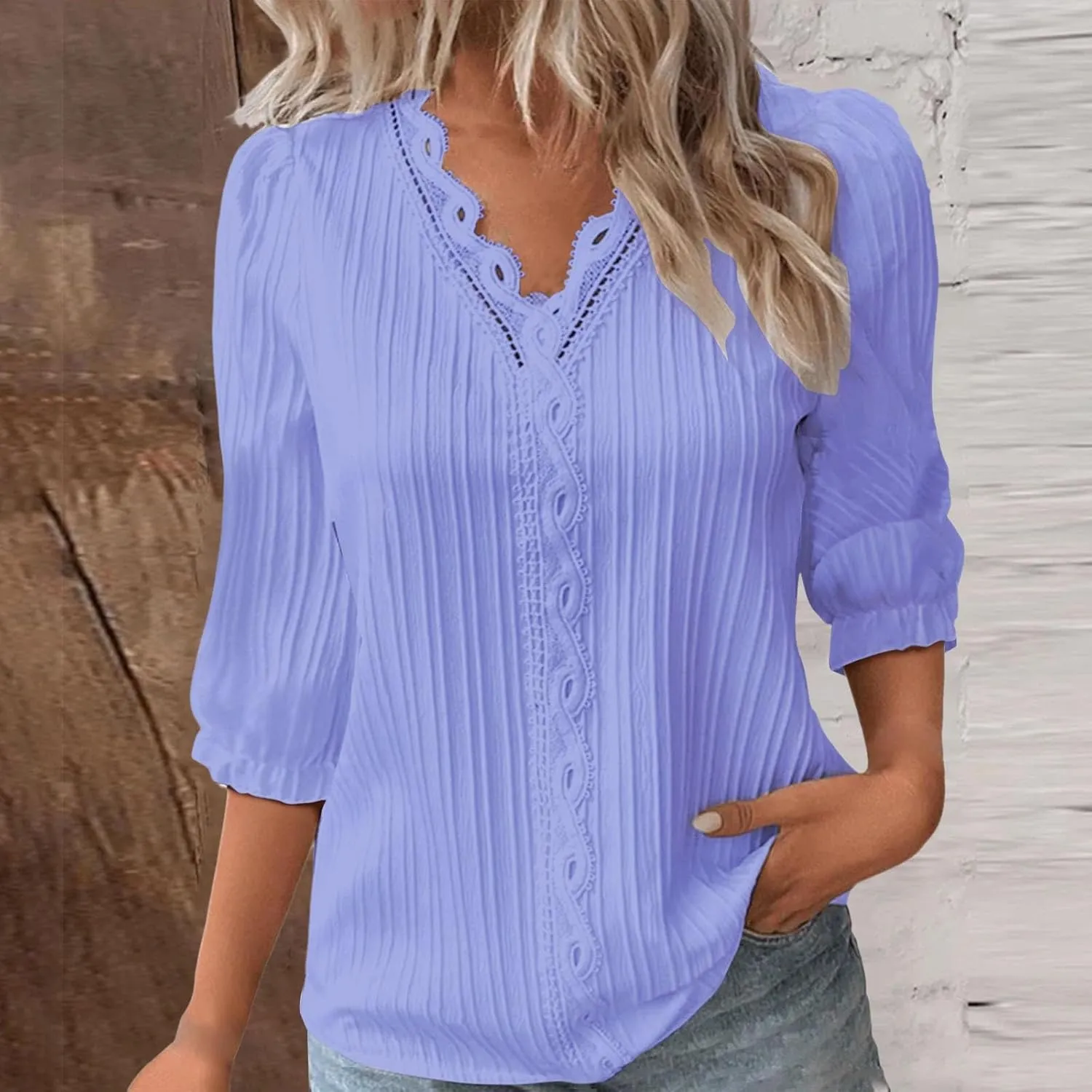 Womens Tops 2025 Trendy Lace Hollow Short Sleeve Shirt Casual Dressy Blouse Solid V Neck Summer Going Out T Shirts