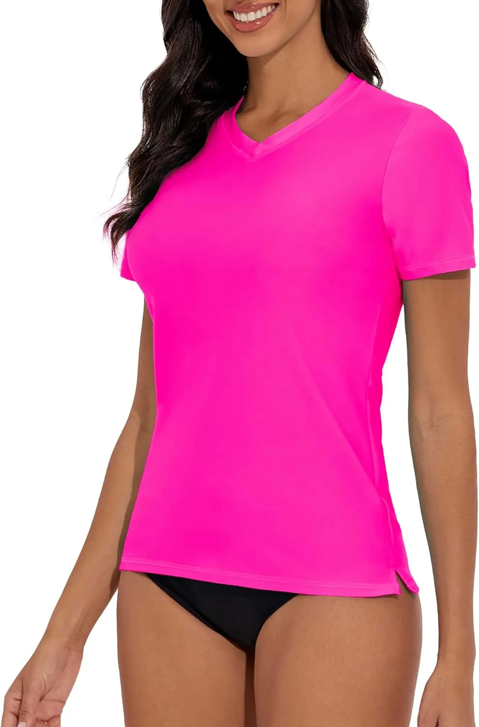 Women's V-Neck Short Sleeve Rash Guard Shirts UV Protection Swim Shirts UPF 50  Lightweight Swimwear
