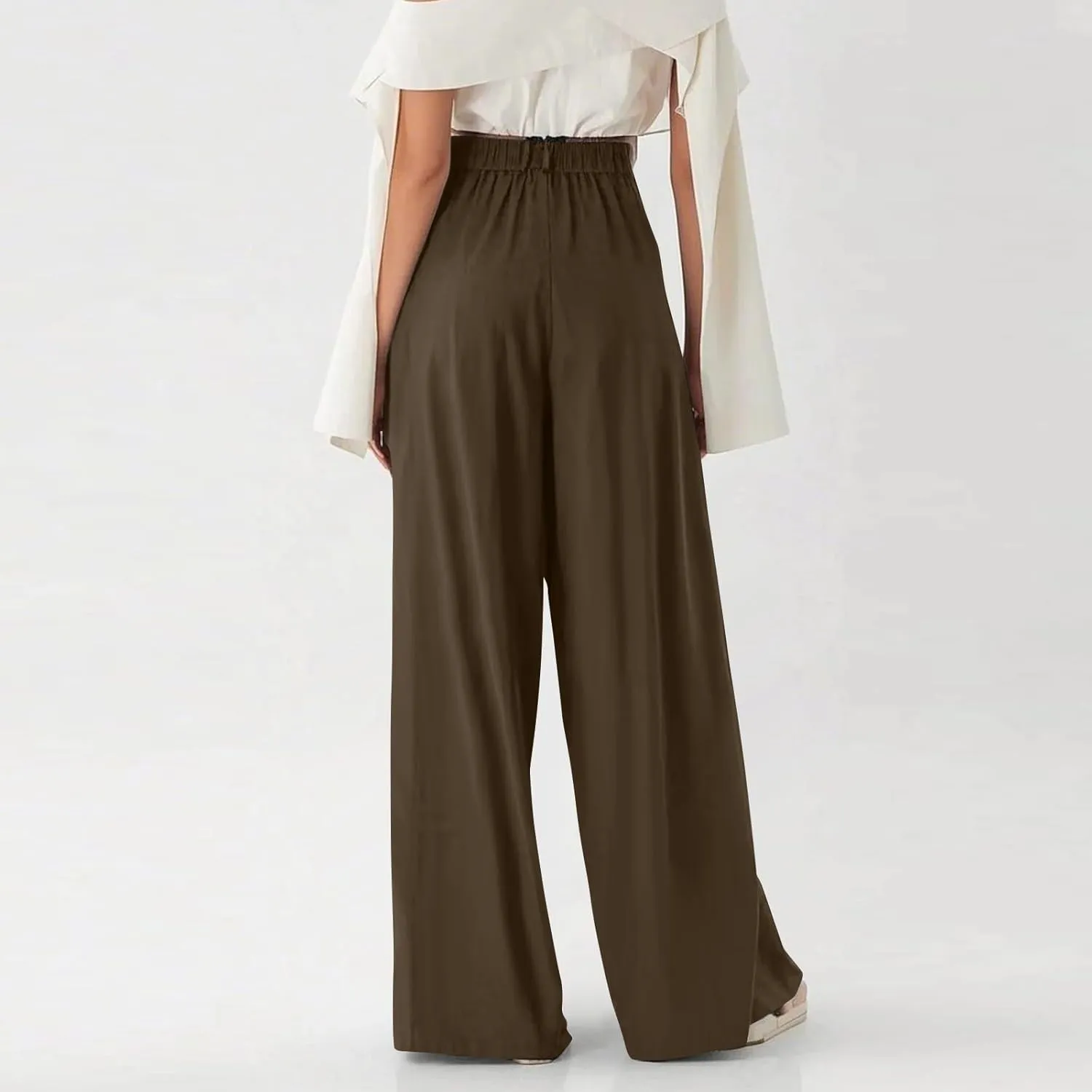 Womens Work Dress Pants 2025 Business Casual Outfits Office Flowy High Waisted Wide Leg Trousers with Pockets