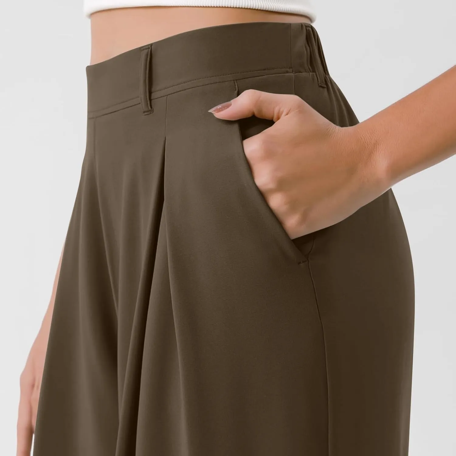Womens Work Dress Pants 2025 Business Casual Outfits Office Flowy High Waisted Wide Leg Trousers with Pockets