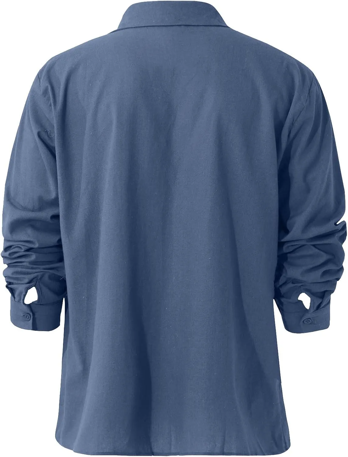 Ymosrh Long Sleeve T-Shirts for Men Spring Summer Men's Casual Cotton Linen Solid Color Shirts Loose Dress Tan