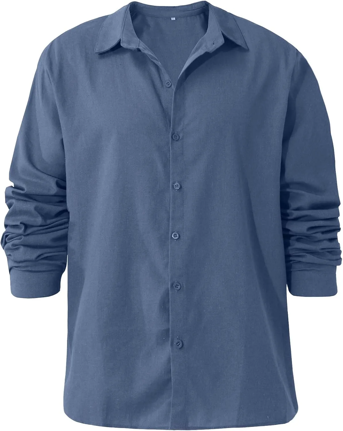 Ymosrh Long Sleeve T-Shirts for Men Spring Summer Men's Casual Cotton Linen Solid Color Shirts Loose Dress Tan
