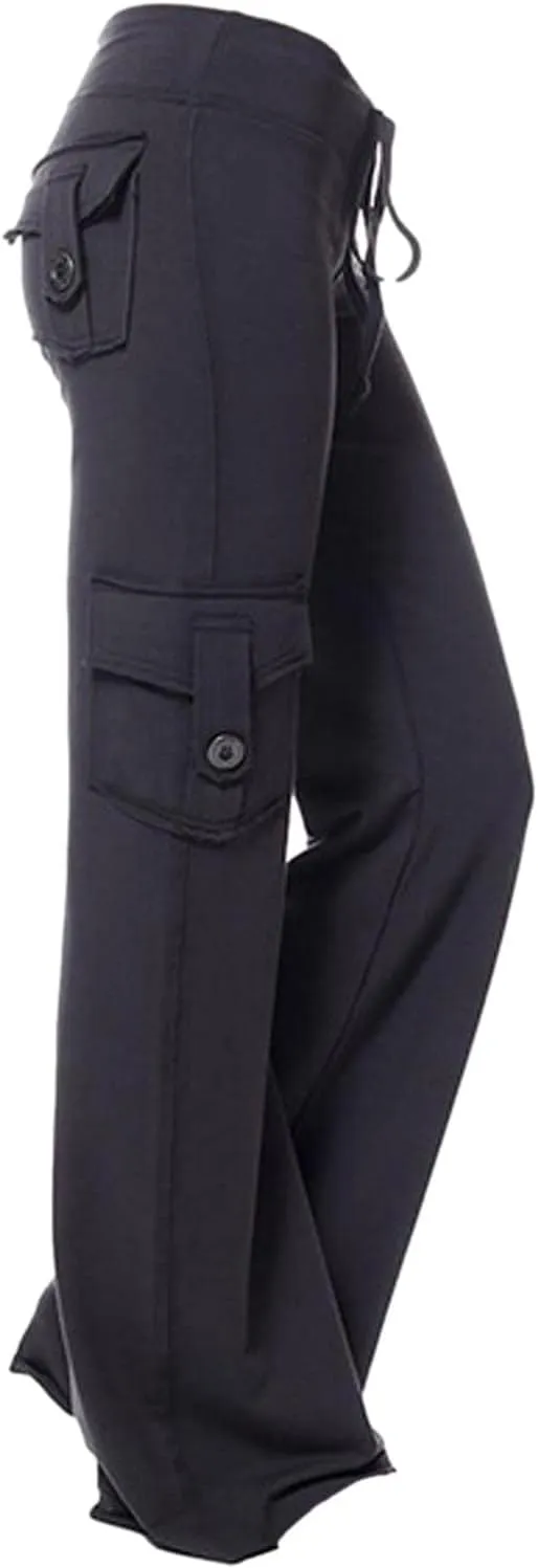 Yoga Pants for Women Casual Joggers with Pockets Cargo Pant High Waisted Wide Leg Pants Lounge Hiking Trouser Pant