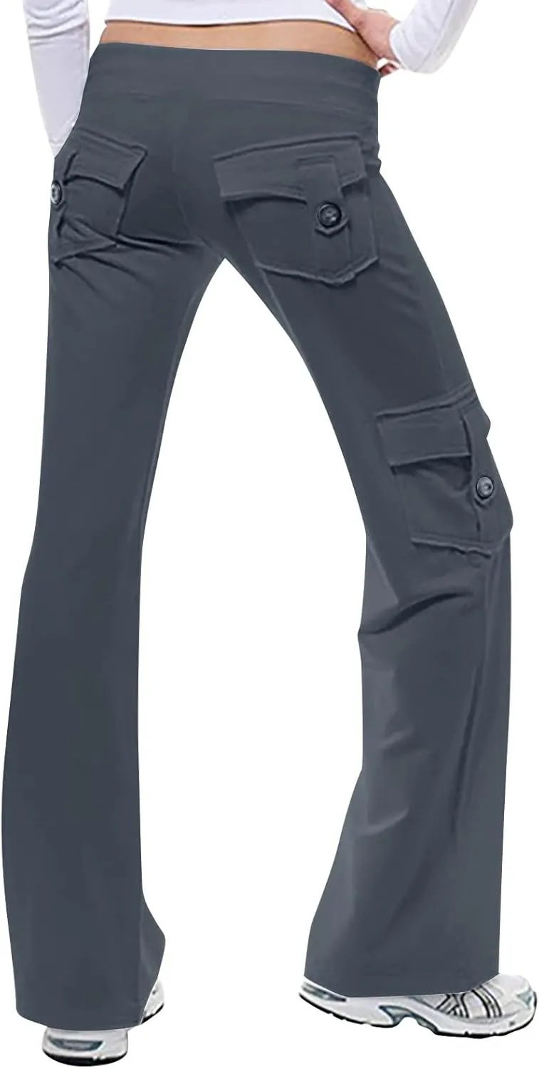 Yoga Pants for Women Casual Joggers with Pockets Cargo Pant High Waisted Wide Leg Pants Lounge Hiking Trouser Pant