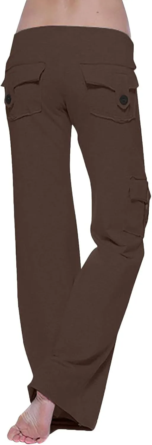 Yoga Pants for Women Casual Joggers with Pockets Cargo Pant High Waisted Wide Leg Pants Lounge Hiking Trouser Pant