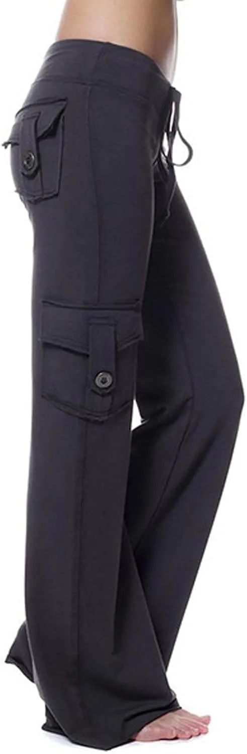 Yoga Pants for Women Casual Joggers with Pockets Cargo Pant High Waisted Wide Leg Pants Lounge Hiking Trouser Pant