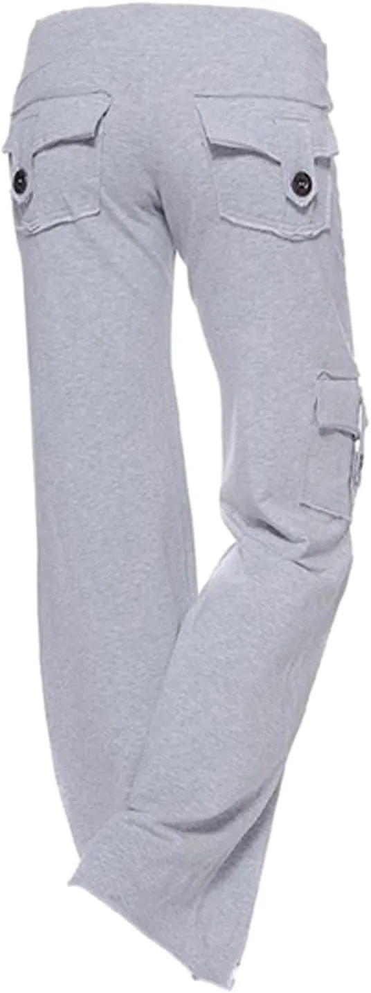 Yoga Pants for Women Casual Joggers with Pockets Cargo Pant High Waisted Wide Leg Pants Lounge Hiking Trouser Pant