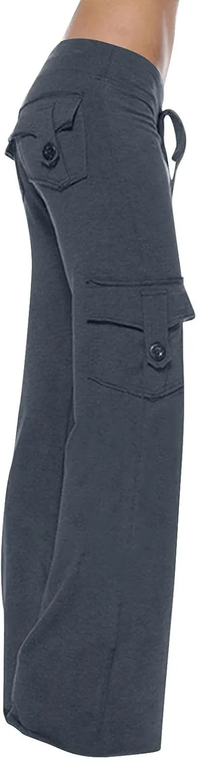 Yoga Pants for Women Casual Joggers with Pockets Cargo Pant High Waisted Wide Leg Pants Lounge Hiking Trouser Pant