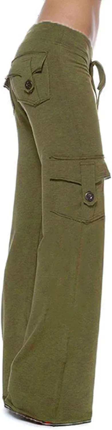 Yoga Pants for Women Casual Joggers with Pockets Cargo Pant High Waisted Wide Leg Pants Lounge Hiking Trouser Pant