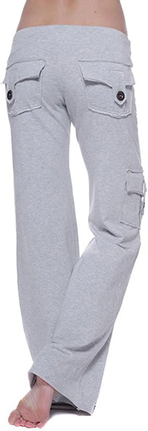 Yoga Pants for Women Casual Joggers with Pockets Cargo Pant High Waisted Wide Leg Pants Lounge Hiking Trouser Pant