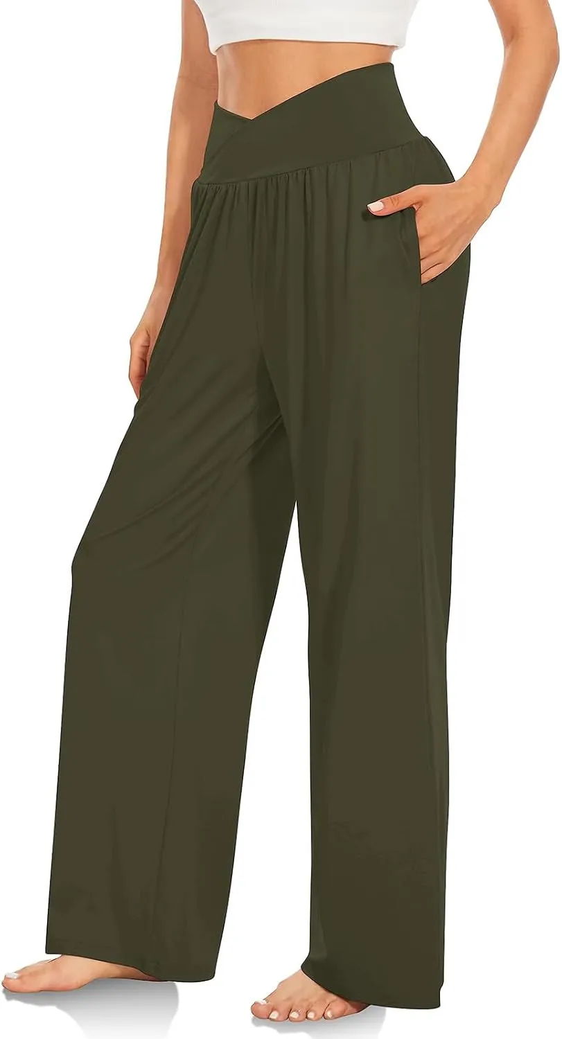 Yoga Pants for Women Crisscross High Waisted Pant Casual Wide Leg Pants Loose Hiking Trousers Pant Athletic Pants