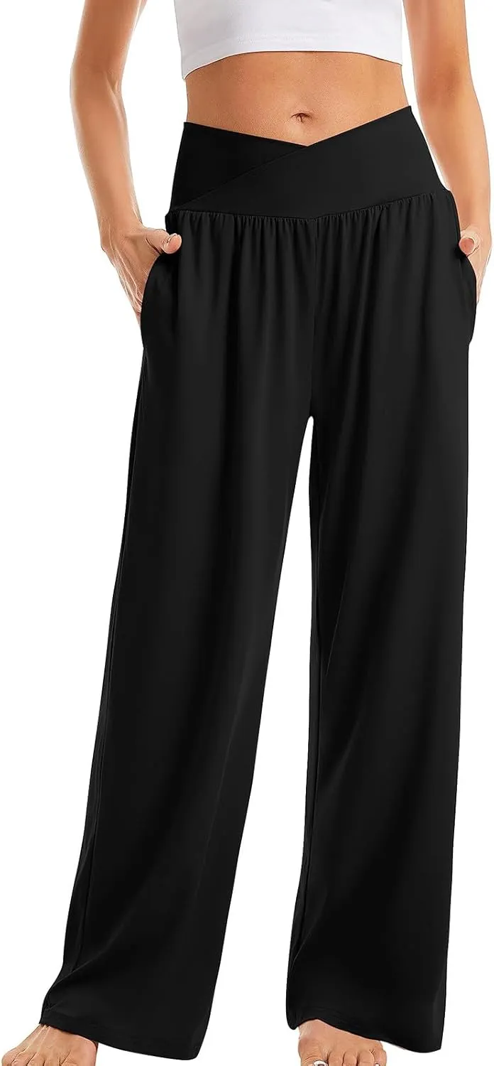 Yoga Pants for Women Crisscross High Waisted Pant Casual Wide Leg Pants Loose Hiking Trousers Pant Athletic Pants