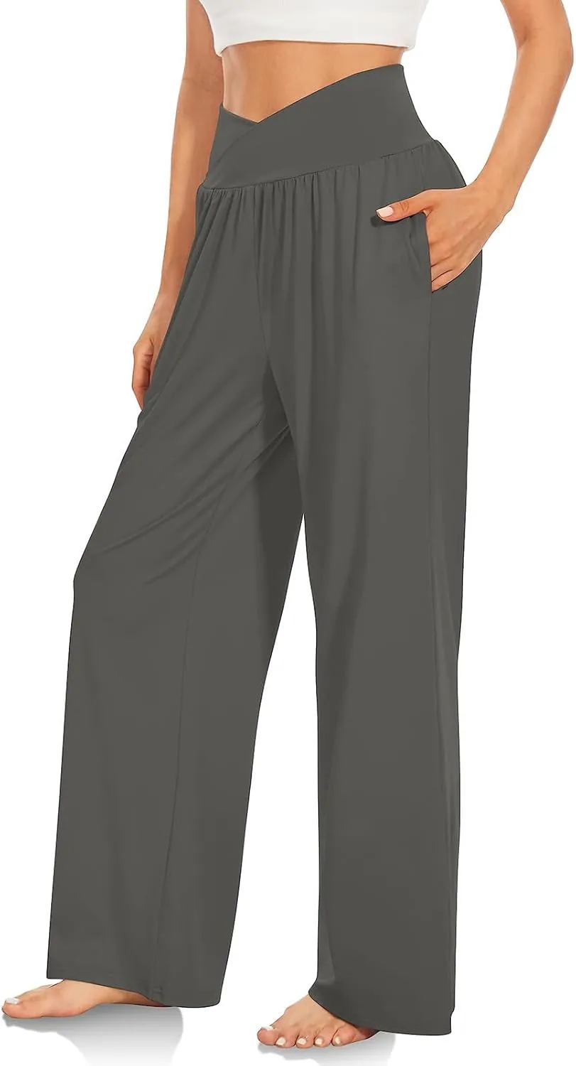Yoga Pants for Women Crisscross High Waisted Pant Casual Wide Leg Pants Loose Hiking Trousers Pant Athletic Pants