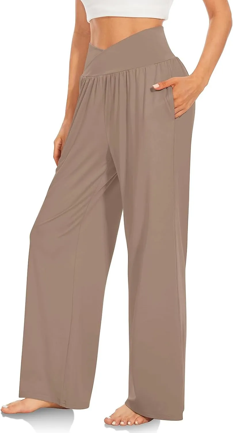 Yoga Pants for Women Crisscross High Waisted Pant Casual Wide Leg Pants Loose Hiking Trousers Pant Athletic Pants