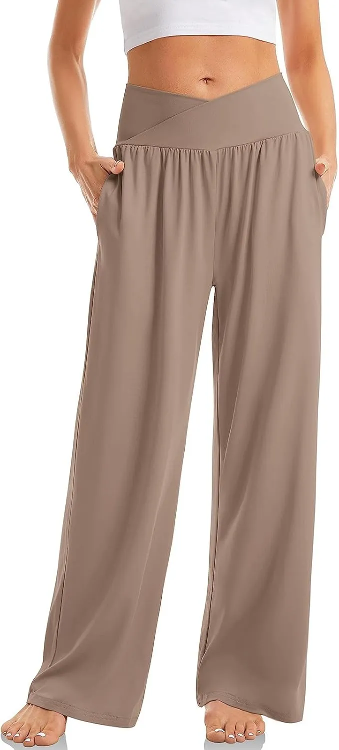 Yoga Pants for Women Crisscross High Waisted Pant Casual Wide Leg Pants Loose Hiking Trousers Pant Athletic Pants