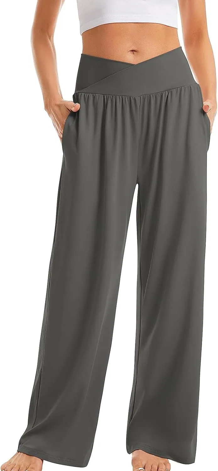 Yoga Pants for Women Crisscross High Waisted Pant Casual Wide Leg Pants Loose Hiking Trousers Pant Athletic Pants